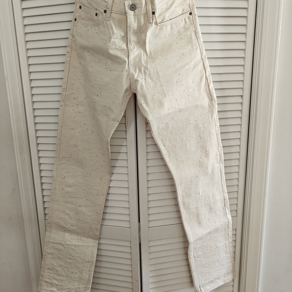 Gustin Men's Off-White Speckled Straight Jeans